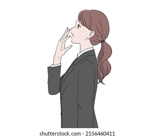 Surprised woman in a suit