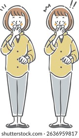 Surprised woman, whole body, vector