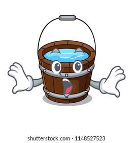 Surprised wooden bucket mascot cartoon