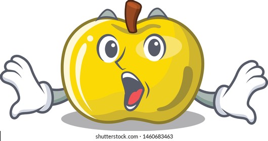 Surprised yellow apple isolated with the mascot