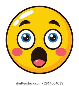 Surprised Yellow Face with Wide Blue Eyes Cartoon Icon