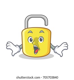 Surprised yellow lock character mascot