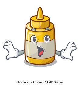 Surprised yellow mustard in plastic bottle cartoon