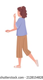 Surprised young lady semi flat color vector character. Standing figure. Full body person on white. Woman in casual outfit simple cartoon style illustration for web graphic design and animation