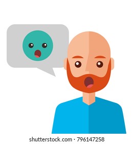 surprised young man with emoticon avatar character