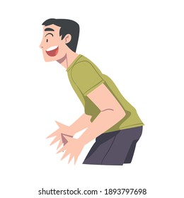 Surprised Young Man with Open Mouth, Emotional Reaction Concept, Side View of Shocked and Amazed Person Character Cartoon Style Vector Illustration
