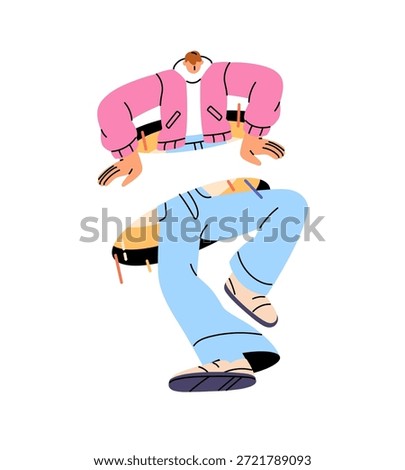 Surprised young man peeking from hole climbs out. Amazed boy comes outside teleport. Astonished person is flying through magic portals, peeps. Flat isolated vector illustration on white background