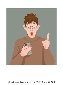 Joven sorprendido con el teléfono