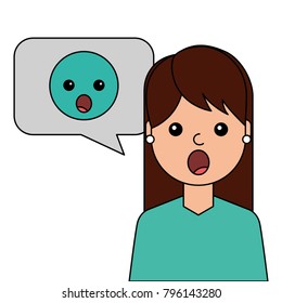surprised young woman with emoticon avatar character