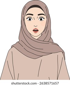 Surprised Young Woman in Hijab  Illustration of a Shocked Muslim Woman
