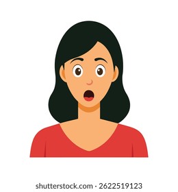 surpreendida jovem mulher chocada expressão.