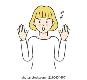 Mujer joven sorprendida, ilustración vectorial