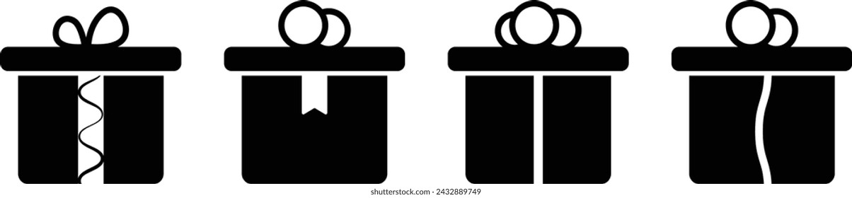 Señales de caja de regalo sorprendentes, ilustración vectorial