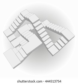 Surreal 3d staircase vector illustration.