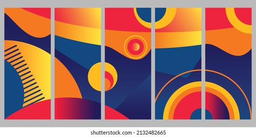 Surreal abstract background template vector. Colorful background set for banner, flyer, brochure, pamphlet, poster, or landing page.