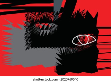Surreal abstract face design, very exclusive red black combination background, vector eps 10