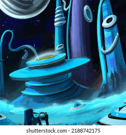 A surreal and abstract space scene