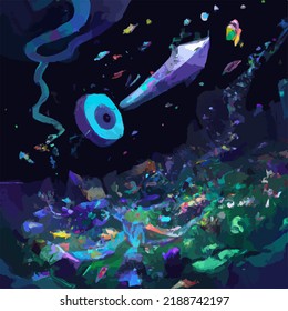 A surreal and abstract space scene