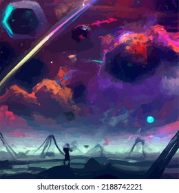 A surreal and abstract space scene
