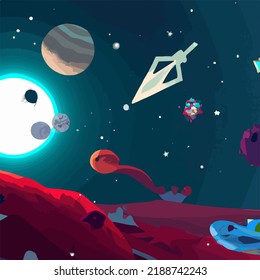 Una escena espacial surrealista y abstracta