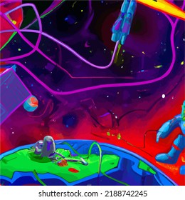 A surreal and abstract space scene