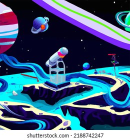 A surreal and abstract space scene