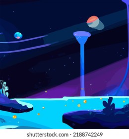 Una escena espacial surrealista y abstracta