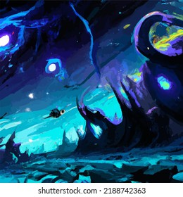 A surreal and abstract space scene