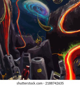 A surreal and abstract space scene