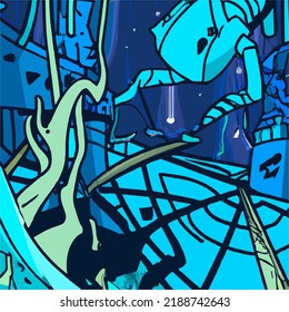 A surreal and abstract space scene