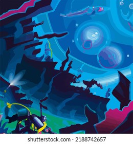 A surreal and abstract space scene
