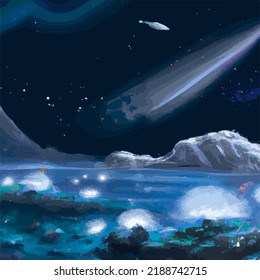 A surreal and abstract space scene
