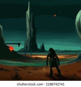 A surreal and abstract space scene