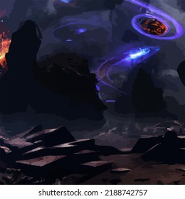 A surreal and abstract space scene