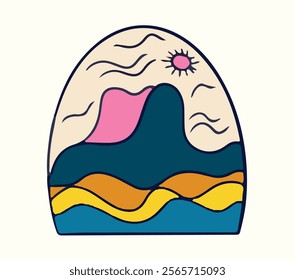 Surreal Abstract Sun and Waves Composition