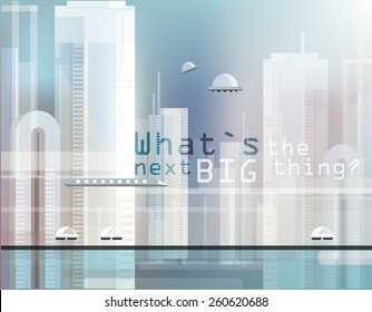surreal abstract transparent futuristic cityscape background image with different types of transportation
