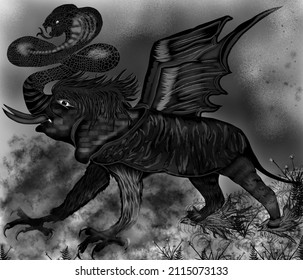 surreal animal dark vector illustration design.black and white