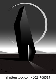 surreal architecture, minimal geometric futuristic monument, vector illustration