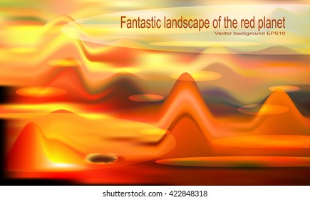 Surreal background of the extraterrestrial atmosphere, sand, sea, decline
