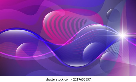 Papel de fondo surrealista de color azul-rosa. Estriberas entrelazadas y un destello de luz sobre un fondo de formas onduladas superpuestas y una mezcla caótica de colores. Vector.