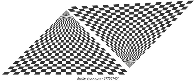 Surreal checkered planes with distortion effect