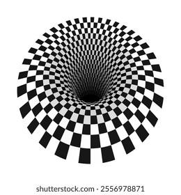 Surreal chess  hole isolated on white background. optical illusion, vector illustration