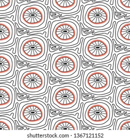 Surreal citrus seamless pattern in vector illustration. Summer and spring design. Citrus with eyes