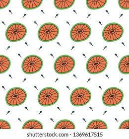 Surreal citrus seamless pattern in vector illustration. Summer and spring design. Citrus with eyes