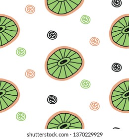 Surreal citrus seamless pattern in vector illustration. Summer and spring design. Citrus with eyes