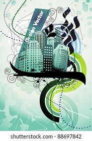 surreal city vector design