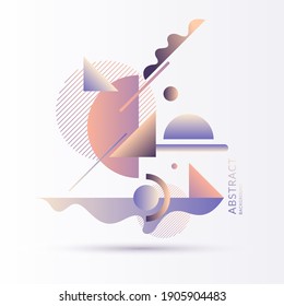 Composición surrealista de diferentes formas abstractas y geométricas en colores pastel. Ilustración vectorial y plantilla para la publicación en el sitio web y en las redes sociales. Diseño gráfico moderno.