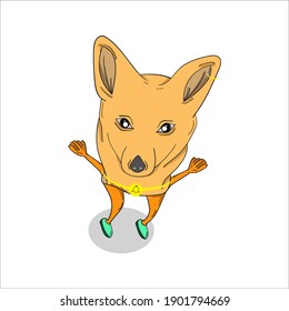 surreal dog cartoon illustration vector modern flat color design funny dog wearing fancy shoes