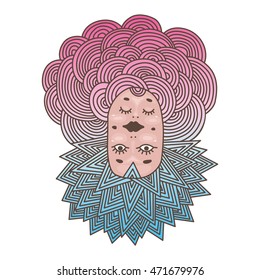 Surreal double face vector illustration. 