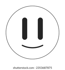 Surreal emoji flat monochrome isolated vector object. Psychedelic emoticon. Distorted eyes smile. Editable black and white line art drawing. Simple outline spot illustration for web graphic design